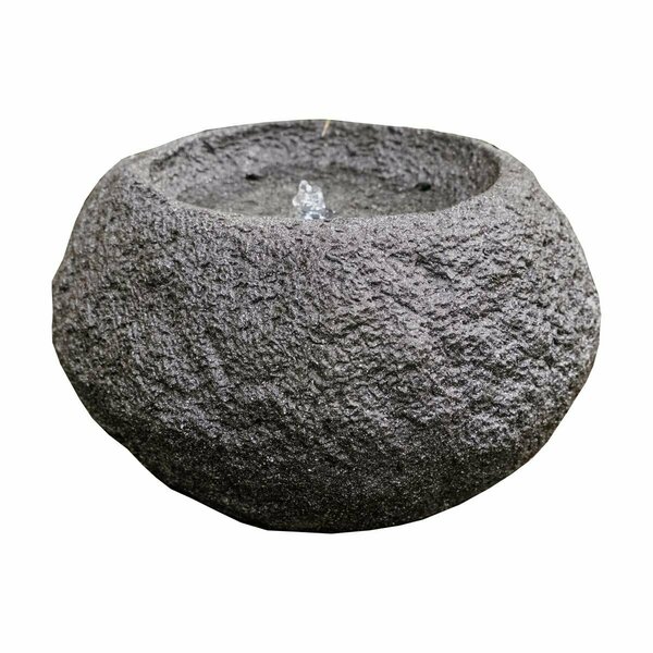 Xbrand Round Sphere Stone Textured Water Fountain w/LED Light, Indoor Outdoor Dcor, 11.6 Inch Tall, Grey GE2019FTBK
